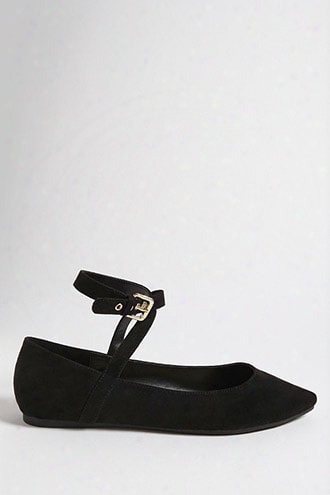 Faux Suede Ankle-wrap Flats