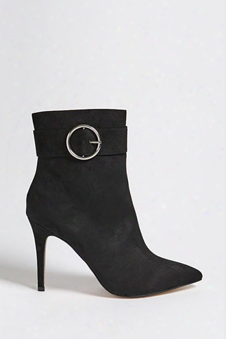 Faux Suede Buckle Ankle Boots