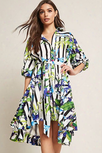 Floral Stripe High-low Dress