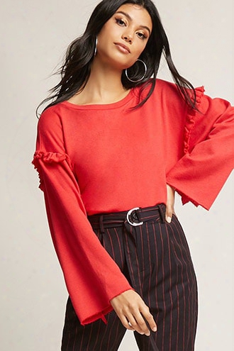 French Terry Raw-cut Ruffle Top