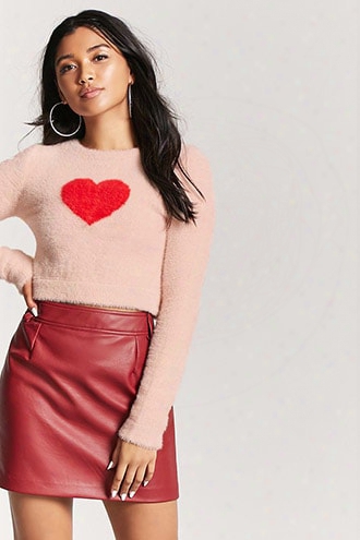 Fuzzy Knit Heart Sweater