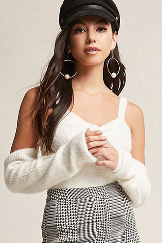 Fuzzy Twist-front Open-shoulder Top