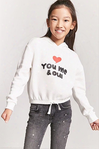 Girls Heart You Me & Oui Graphic Hoodie (kids)