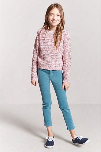 Girls Multicolor Marled Sweater-knit Top (kids)