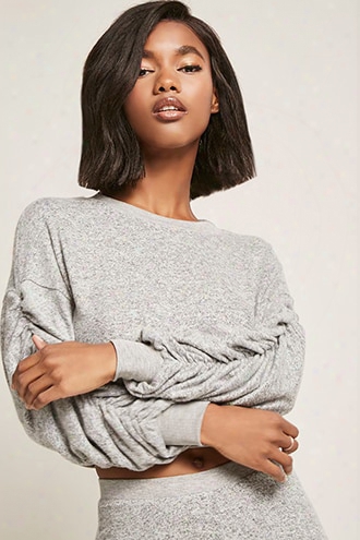 Heathered Knit Ruched Sweater