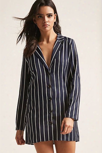 Honey Punch Woven Stripe Button-down Blazer Dress