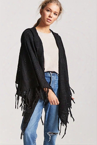 Hooded Sweater-knit Poncho