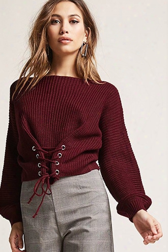 Lace-up Puff Sleeve Sweater