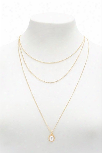 Layered Faux Pearl Pendant Necklace