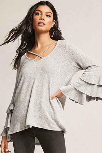 Marled Knit Bell Sleeve Top