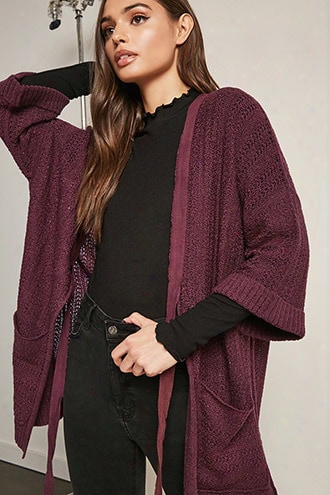 Marled Open-knit Cardigan