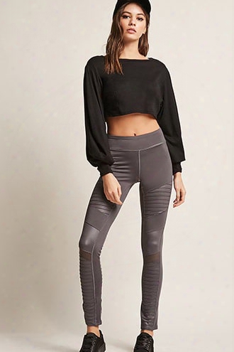 Mesh Panel Moto Leggings