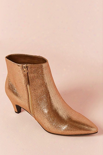 Metallic Faux Leather Ankle Boots