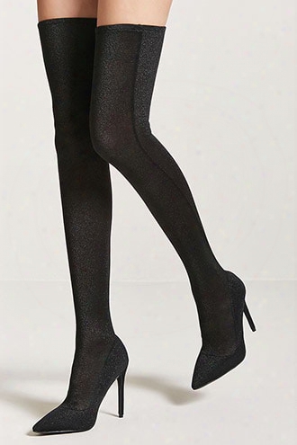 Metallic Knit Over-the-knee Sock Boots