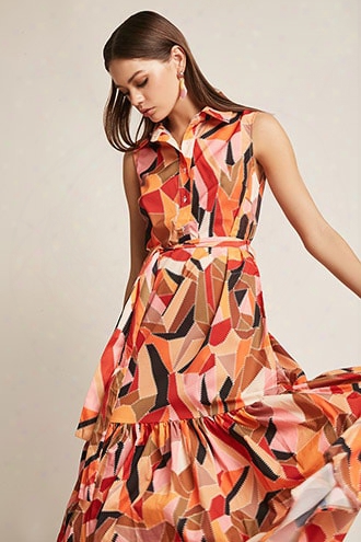 Multicolor Abstract Print Maxi Dress