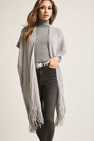 Open-front Purl-knit Poncho