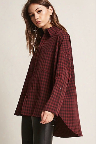 Open-shoulder Plaid Top