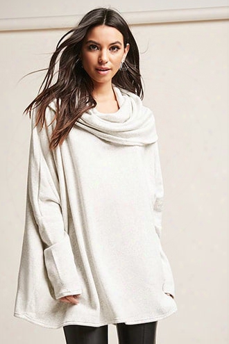 Oversized Fleece Cowl Neck Top