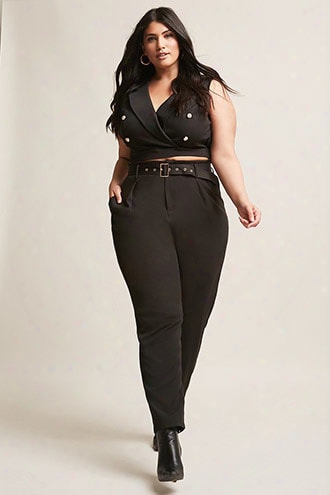 Plus Size Belted Paperbag Pants