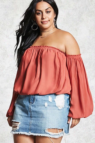 Plus Size Chiffon Crop Top