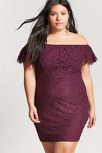 Plus Size Crochet Lace Off-the-shoulder Dress