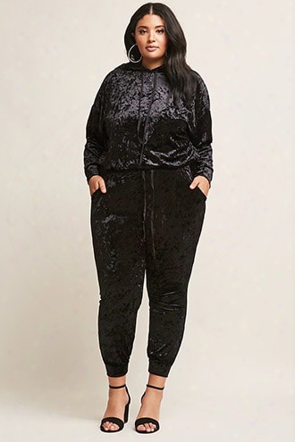 Plus Size Crushed Velvet Joggers