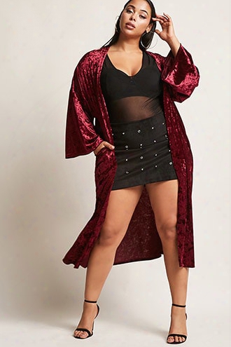 Plus Size Crushed Velvet Kimono