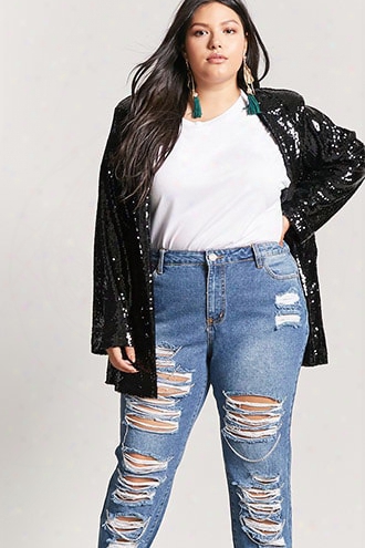 Plus Size Distressed Chain Boyfriend Jeans