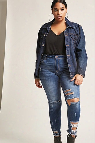 Plus Size Distressed High-rise Jeans