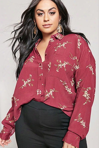 Plus Size Floral High-low Shirt