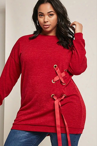 Plus Size Lace-up Sweater Dress