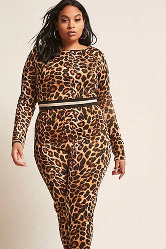 Plus Size Leopard Print Ankle Joggers