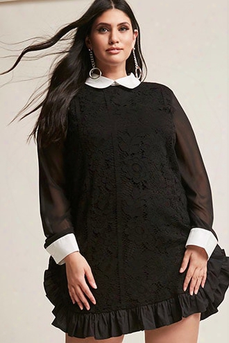 Plus Size Longline Crochet Shirt