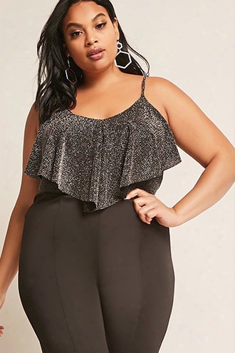 Plus Size Metallic Flounce Bodysuit