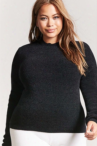 Plus Size Mock Neck Chenille Sweater