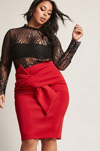 Plus Size Neoprene Twist-front  Skirt