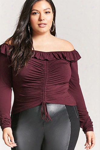 Plus Size Off-the-shoulder Ruched Top