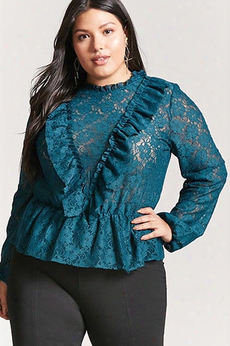 Plus Size Ruffle Lace Top