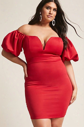 Plus Size Ruffle-trim Flounce Bodycon Dress