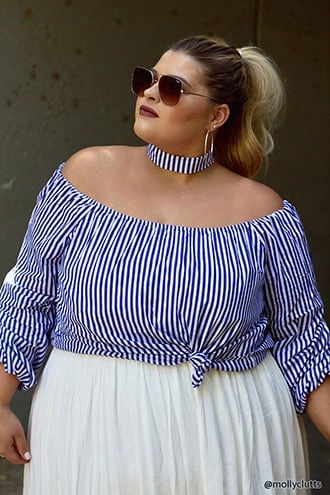 Plus Size Stripe Choker Top