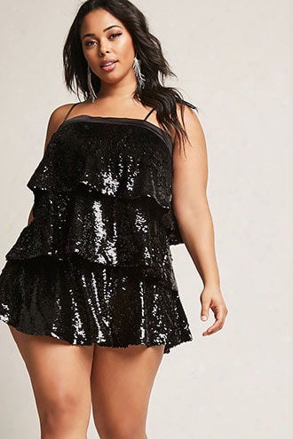 Plus Size Tiered Sequin Top