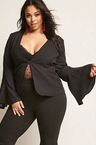 Plus Size Trumpet Sleeve Blazer