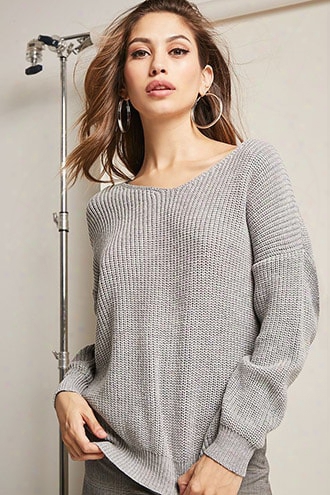 Ribbed Knit Twist-back Sweater