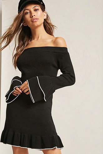 Ribbed Off-the-shoulder Sweater Dress