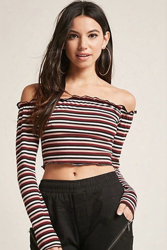 Stripe Off-the-shoulder Crop Top