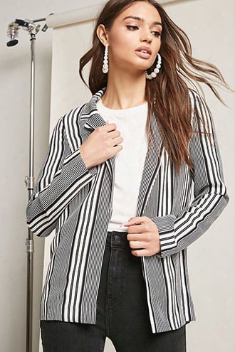 Stripe Open-front Blazer