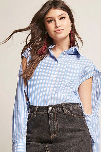 Stripe Split-sleeve Shirt