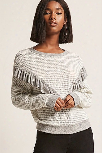 Striped Marled Ruffle Top