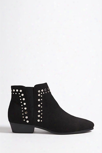 Studded Faux Suede Ankle Boots