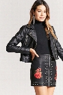 Faux Leather Floral Studded Mini Skirt